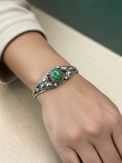 Sonoran Turquoise and Sterling Silver Women's Cuff - Handmade Anglo American