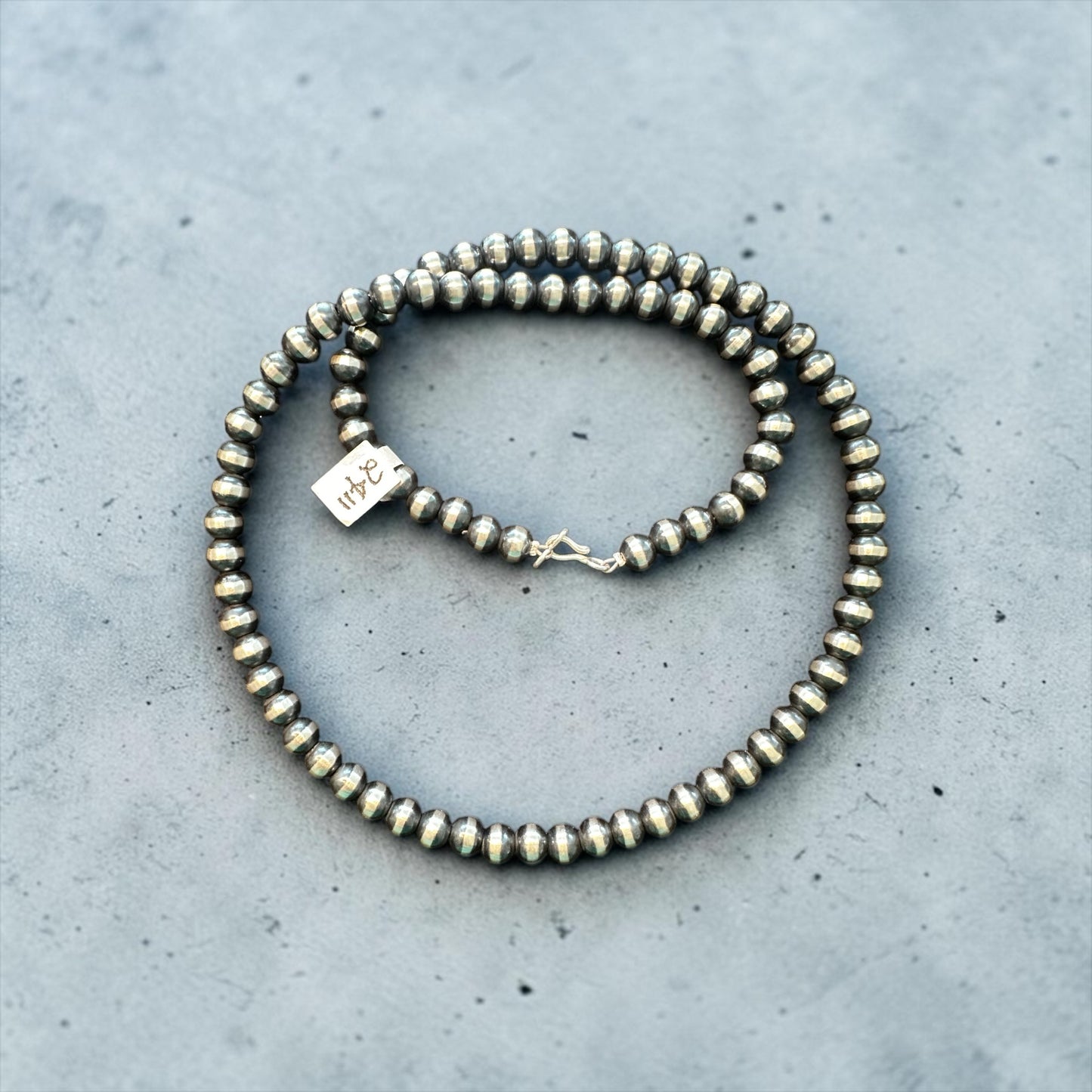 7MM Sterling Silver Pearls - Single Strand Necklace - Hand Strung