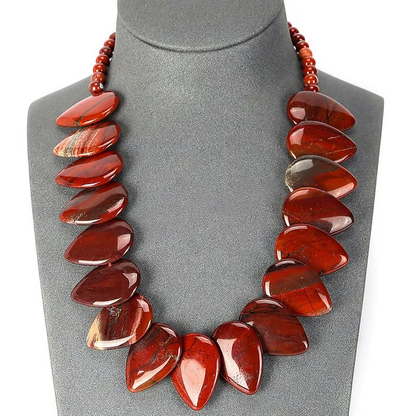 Teardrop Pillow Necklace - Natural Gemstones - Hand Strung Artisan Collection