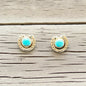Horseshoe Turquoise and Sterling Silver - Stud Earrings - Handcrafted Native American