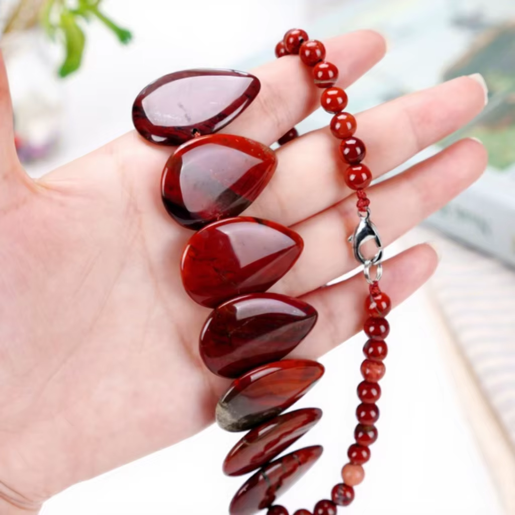 Teardrop Pillow Necklace - Natural Gemstones - Hand Strung Artisan Collection