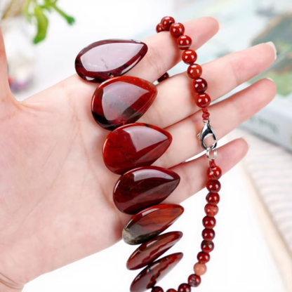 Teardrop Pillow Necklace - Natural Gemstones - Hand Strung Artisan Collection