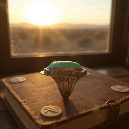 Handcrafted Navajo Turquoise Sterling Silver Statement Ring