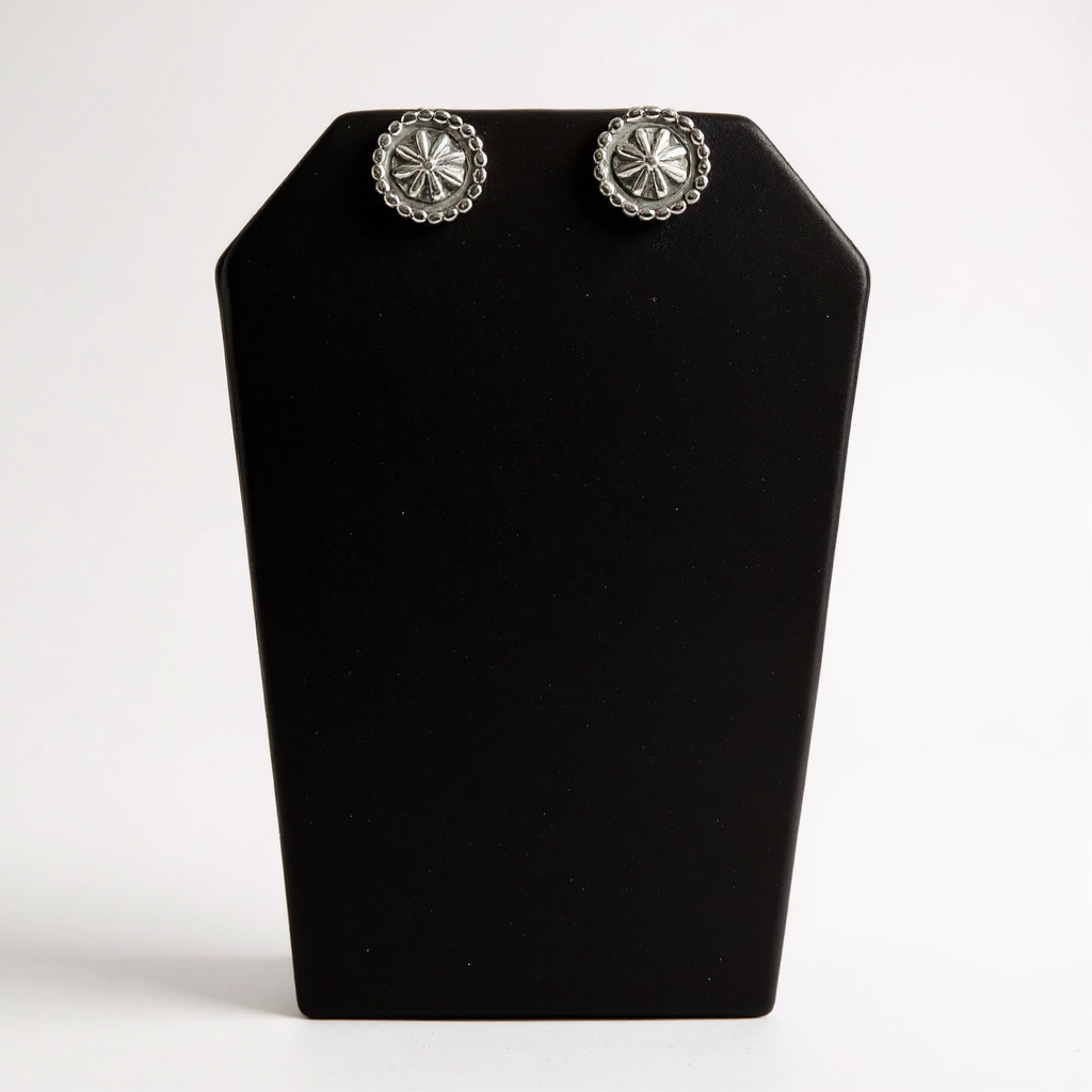 Handcrafted Native American Sterling Silver Stud Earrings