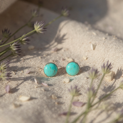 Turquoise & Sterling Silver - Stud Earrings -  - Handcrafted Native American