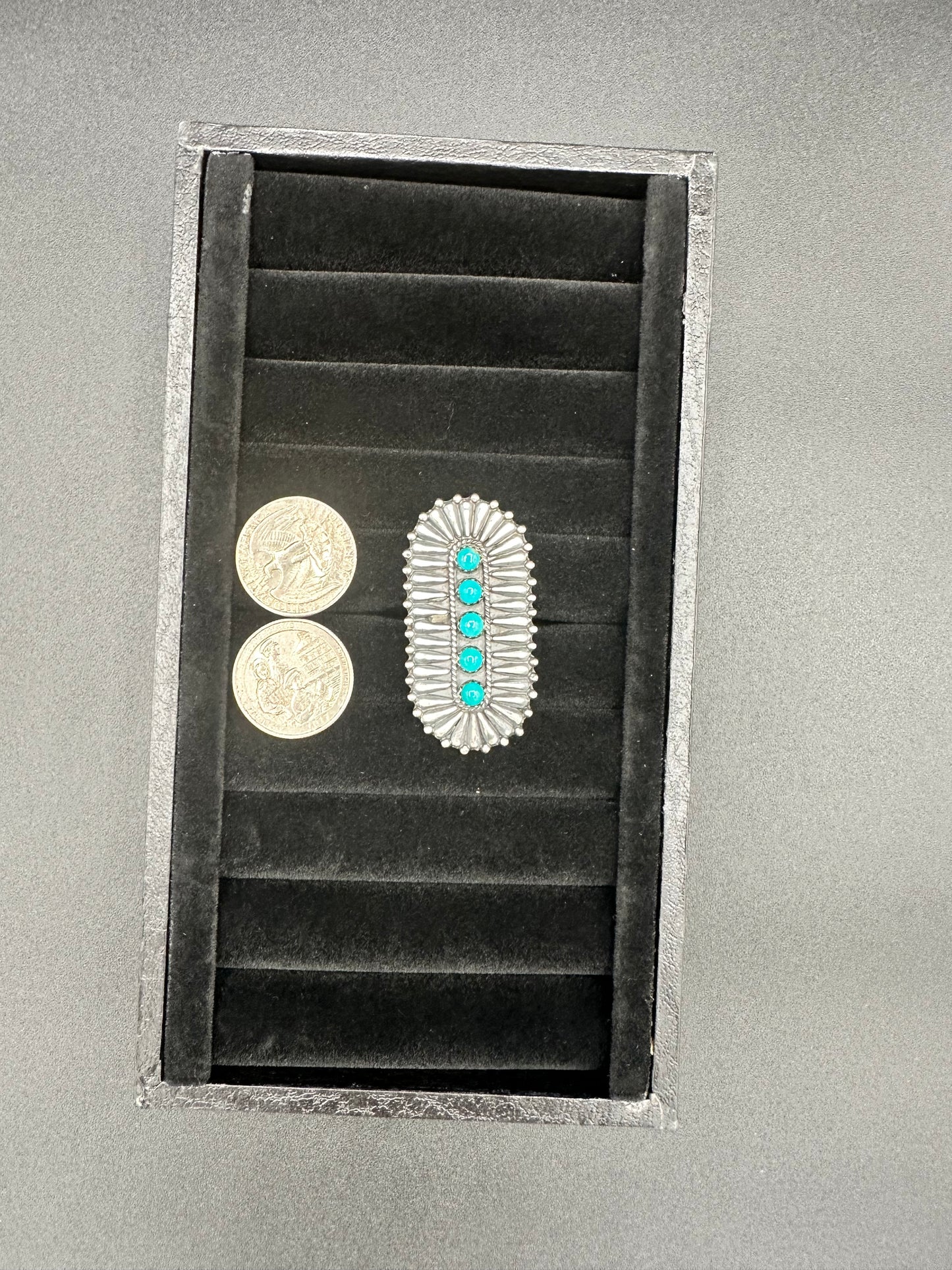 Charles Johnson - Sterling Silver & Turquoise Adjustable Ring - Handmade Native American