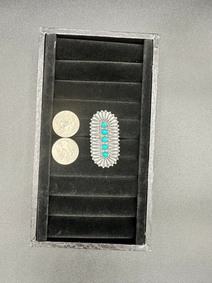 Charles Johnson - Sterling Silver & Turquoise Adjustable Ring - Handmade Native American