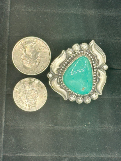 Kingman Turquoise & Sterling Silver Ring - Size 7.5 - Handmade