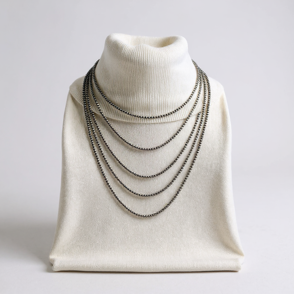 3MM Silver Pearls - Sterling Silver Single Strand Necklace – Hand Strung