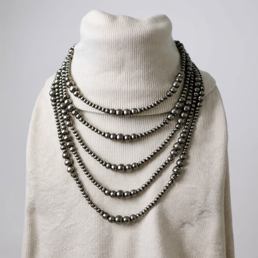 4MM to 8MM Graduated Pearls - Oxidized Sterling Silver - Single Strand Necklace - Hand Strung