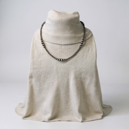 4MM to 8MM Graduated Pearls - Oxidized Sterling Silver - Single Strand Necklace - Hand Strung