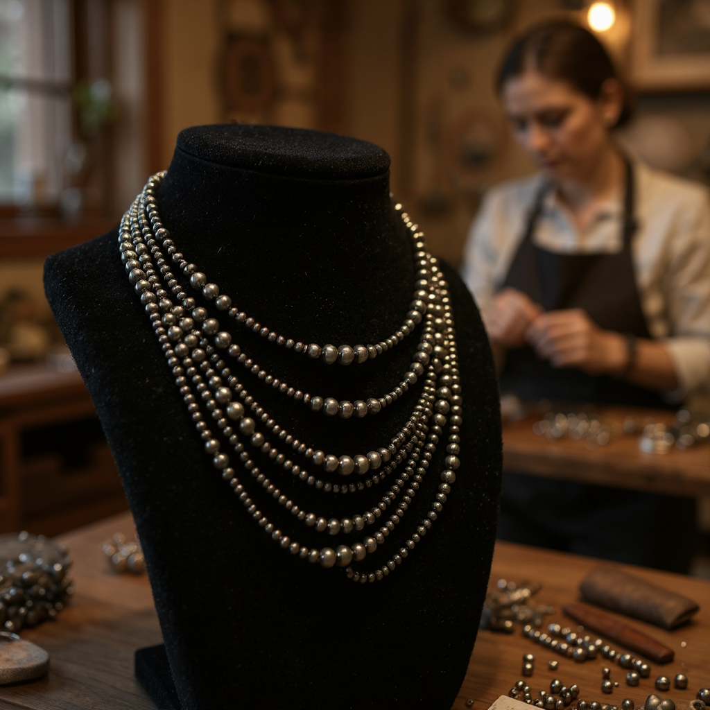 4MM to 8MM Graduated Pearls - Oxidized Sterling Silver - Single Strand Necklace - Hand Strung