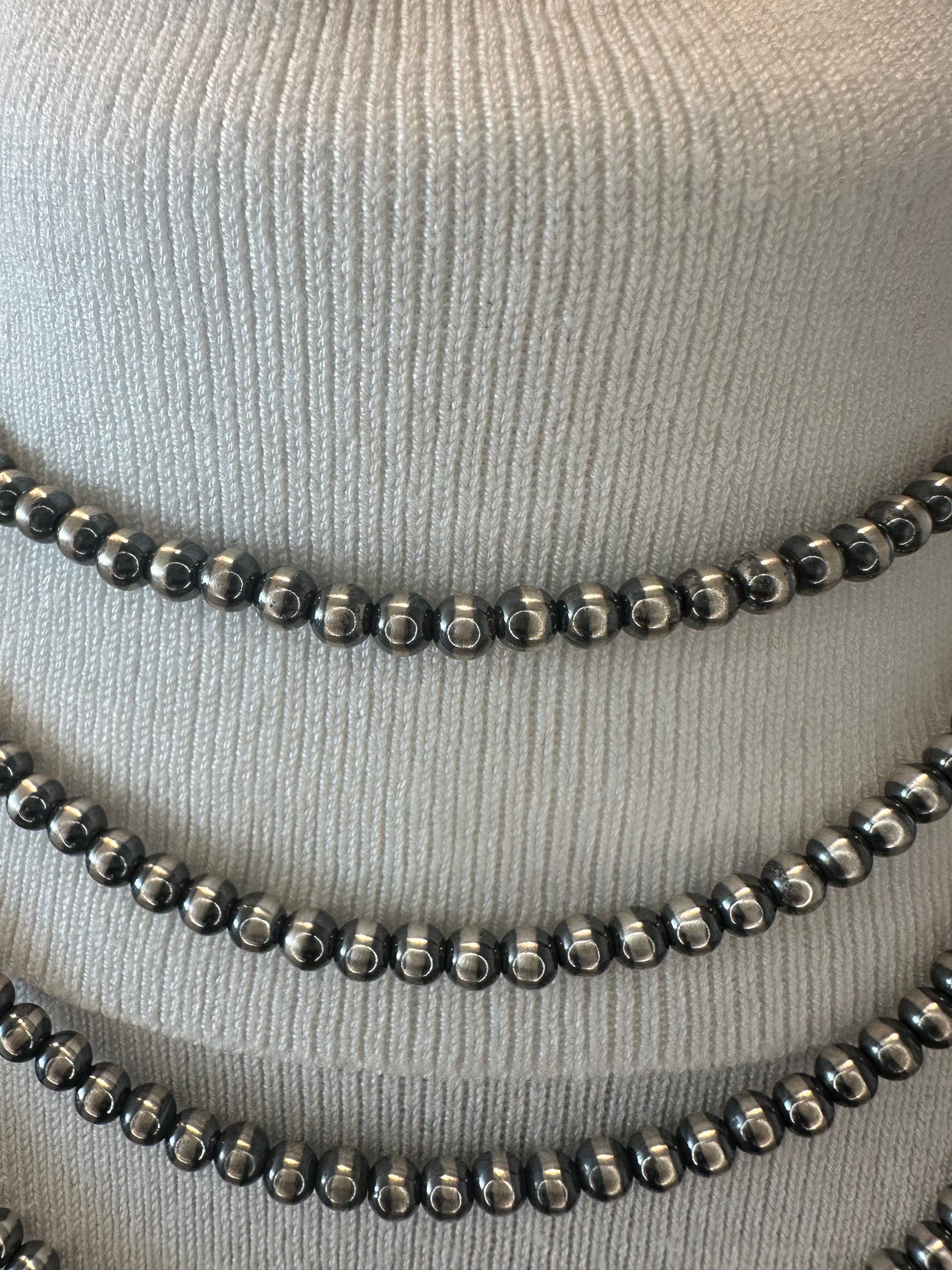 5MM Silver Pearls - Single Strand Necklace - Sterling Silver – Hand Strung