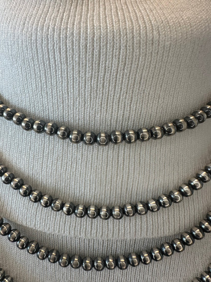 5MM Silver Pearls - Single Strand Necklace - Sterling Silver – Hand Strung