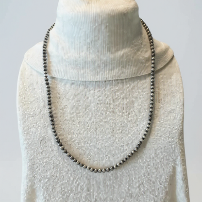 5MM Silver Pearls - Single Strand Necklace - Sterling Silver – Hand Strung