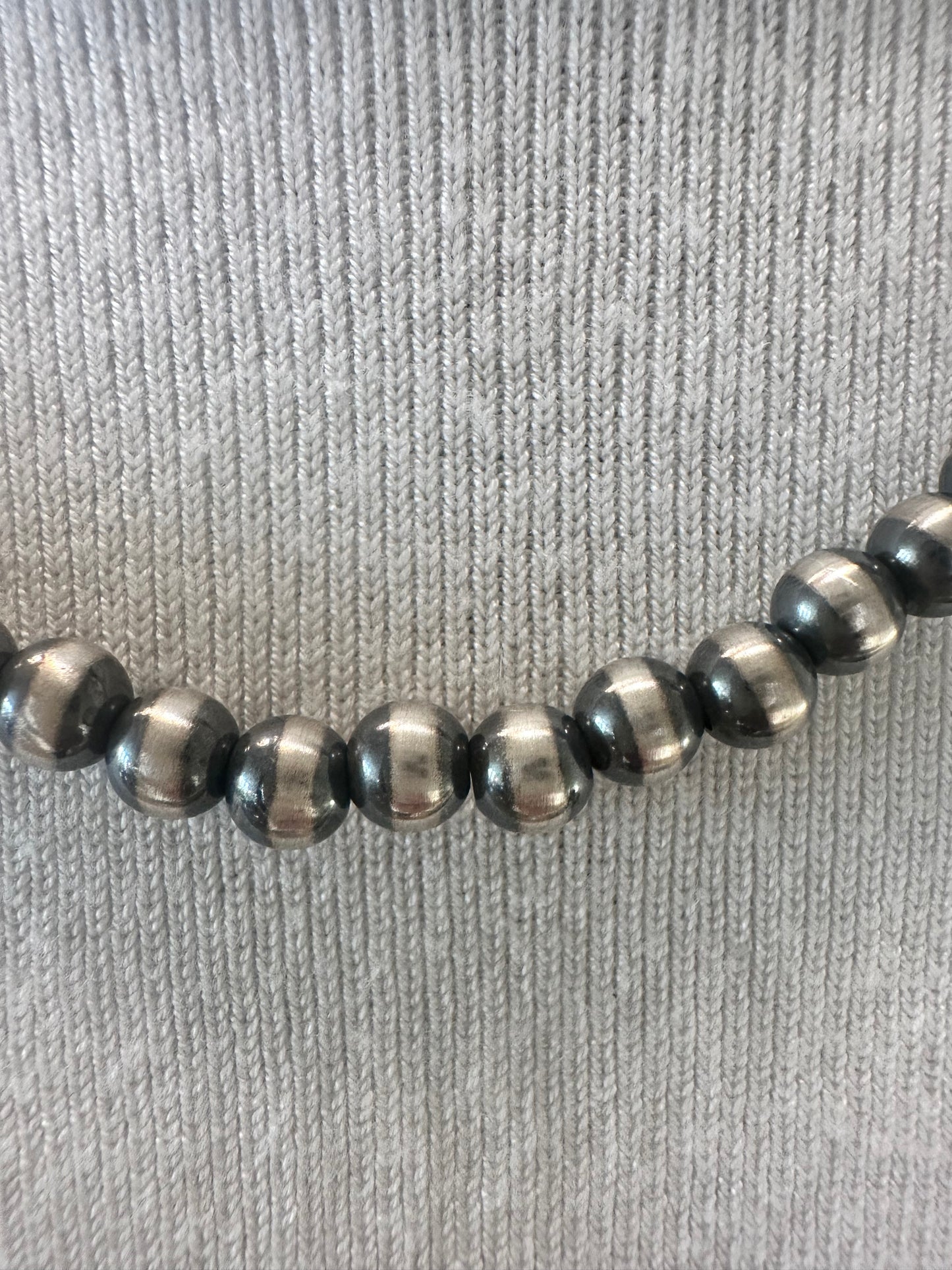 7MM Sterling Silver Pearls - Single Strand Necklace - Hand Strung
