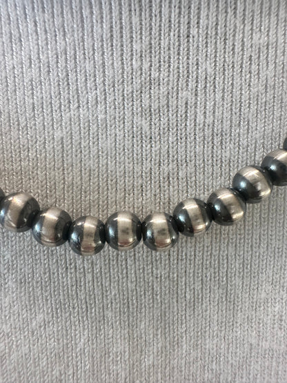 7MM Sterling Silver Pearls - Single Strand Necklace - Hand Strung