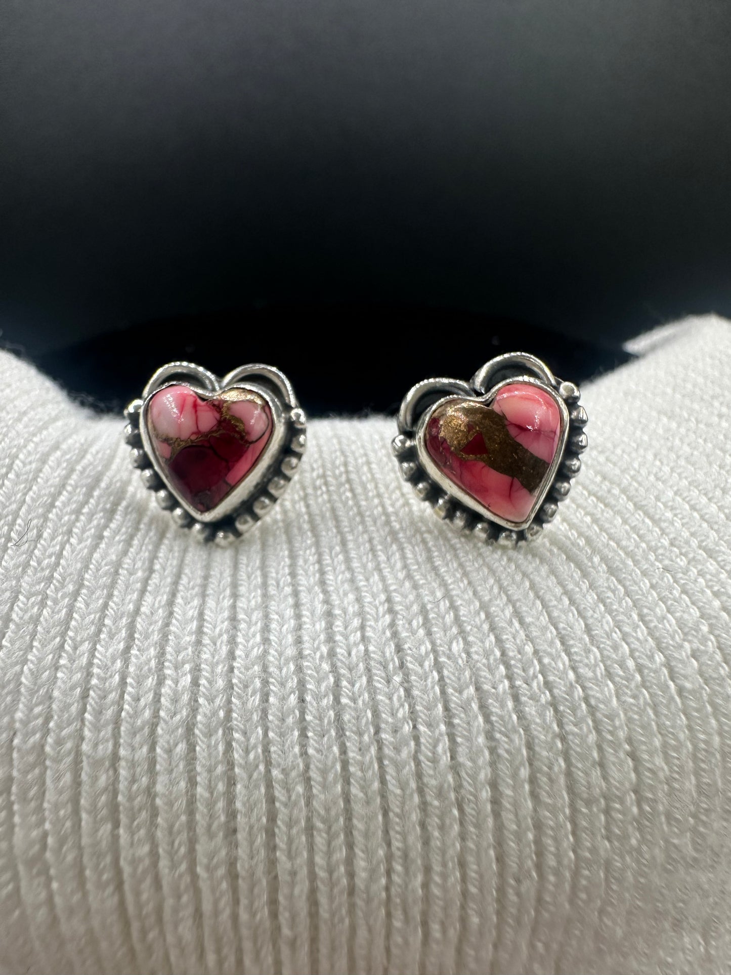 Sterling Silver Heart-Shaped Dahlia Rose Stud Earrings