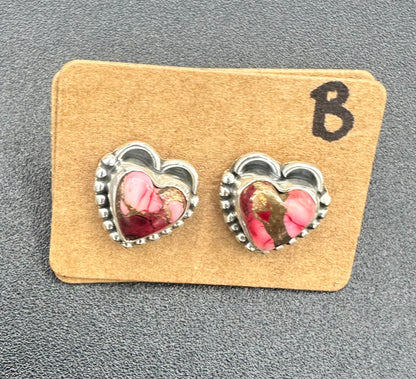 Sterling Silver Heart-Shaped Dahlia Rose Stud Earrings