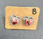 Sterling Silver Heart-Shaped Dahlia Rose Stud Earrings