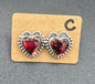 Sterling Silver Heart-Shaped Dahlia Rose Stud Earrings