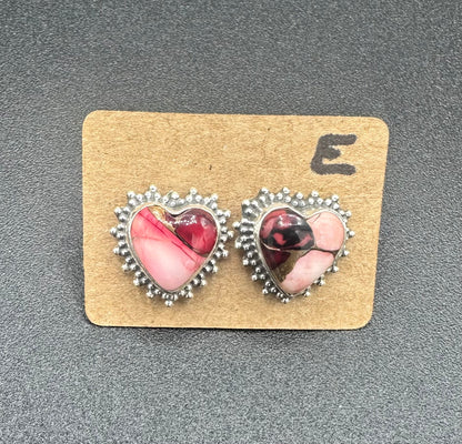Sterling Silver Heart-Shaped Dahlia Rose Stud Earrings
