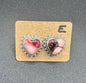 Sterling Silver Heart-Shaped Dahlia Rose Stud Earrings