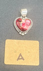 Byron Begay - Heart Pendant - Sterling Silver & Dahlia Rose Composite - Handmade Native American