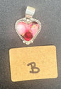 Byron Begay - Heart Pendant - Sterling Silver & Dahlia Rose Composite - Handmade Native American