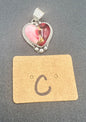 Byron Begay - Heart Pendant - Sterling Silver & Dahlia Rose Composite - Handmade Native American