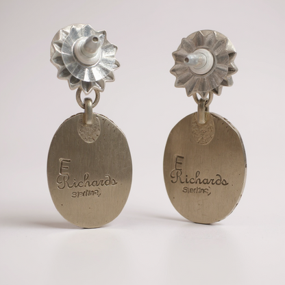 Solitaire - Turquoise and Sterling Silver - Drop Earrings - E. Richards - Handcrafted Native American