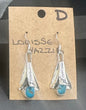 Handcrafted Native American Squash Blossom Sterling Silver Turquoise Earrings.