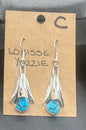 Handcrafted Native American Squash Blossom Sterling Silver Turquoise Earrings.
