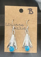Handcrafted Native American Squash Blossom Sterling Silver Turquoise Earrings.