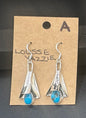 Handcrafted Native American Squash Blossom Sterling Silver Turquoise Earrings.