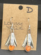 Handcrafted Native American Squash Blossom Sterling Silver Orange Spiny Oyster Earrings