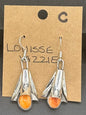 Handcrafted Native American Squash Blossom Sterling Silver Orange Spiny Oyster Earrings