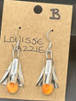 Handcrafted Native American Squash Blossom Sterling Silver Orange Spiny Oyster Earrings