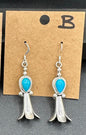 Handcrafted Native American Squash Blossom Sterling Silver Turquoise Earrings.