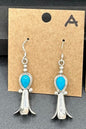 Handcrafted Native American Squash Blossom Sterling Silver Turquoise Earrings.