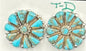 Handcrafted Native American Zuni Sterling Silver Turquoise Stud Earrings