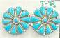 Handcrafted Native American Zuni Sterling Silver Turquoise Stud Earrings