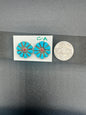 Handcrafted Native American Zuni Sterling Silver Turquoise Stud Earrings