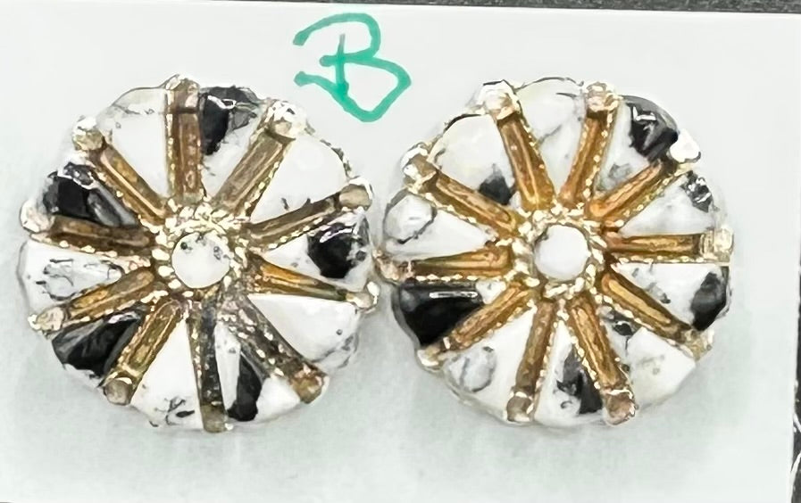 Handcrafted Zuni Sterling Silver White Buffalo Stud Earrings