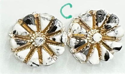Handcrafted Zuni Sterling Silver White Buffalo Stud Earrings