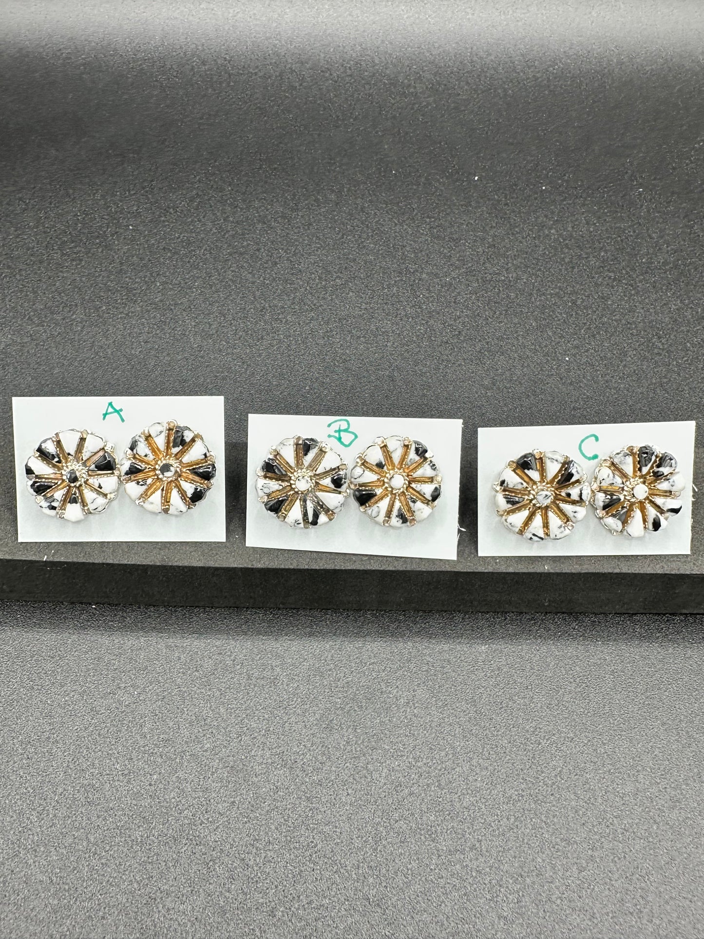 Handcrafted Zuni Sterling Silver White Buffalo Stud Earrings