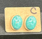 Handcrafted Native American Sterling Silver and Turquoise Oval Stud Earrings