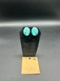 Native American Sterling Silver and Turquoise Medium Oval Stud Earrings