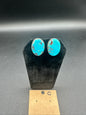 Native American Sterling Silver and Turquoise Medium Oval Stud Earrings