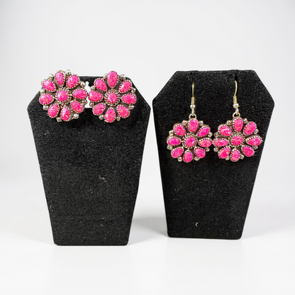 Cluster - Pink Opal and Sterling Silver - Stud Earrings - DLW  - Handcrafted Native American
